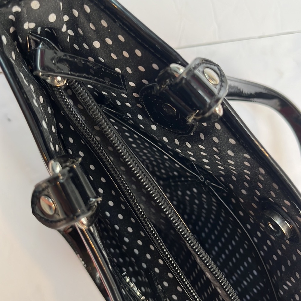 Lulu By Lulu Guinness London Calling Over The Shoulder Bag in black and red. - Picture 8 of 9